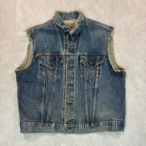 1980's Levi's denim vest with distressed details #denim